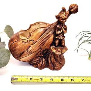 Vintage Pixie Elf Gnome Imps Cello Planter Treasure Craft 1958 Ceramic 6.5" USA